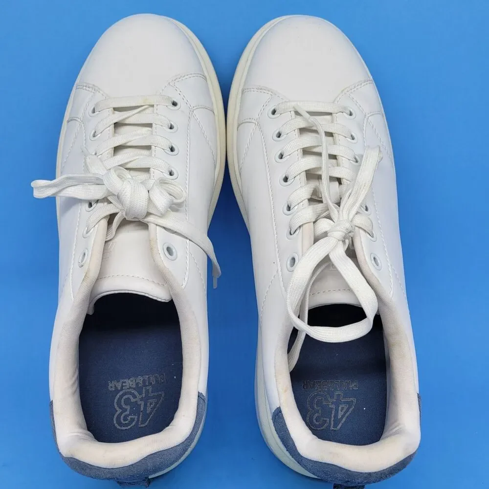 Pull & Bear White Leather Sport Trainer Men's Sz 10 EUR 43 Pre-Owned Sneaker